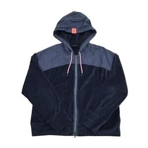 Bogner Fire & Ice Keely Womens Velvet Hoodie Jacket Size S Navy Blue Full Zip